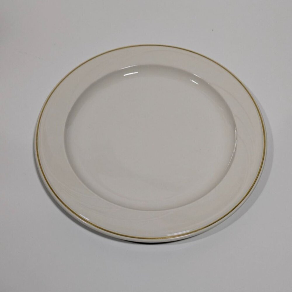 Syracuse China White Ceramic Plate Gold Trim Elegant Design Dinnerware